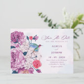 Save The Date Purple flowers bloom wedding (Debout devant)