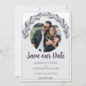 Save The Date Purple Garland Photo Enregistrer la date (Devant)