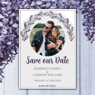 Save The Date Purple Garland Photo Enregistrer la date