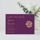 Save The Date Purple Gold Mandala Indian Wedding Enregistrer la  (Debout devant)