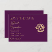 Save The Date Purple Gold Mandala Indian Wedding Enregistrer la  (Devant / Derrière)