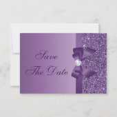 Save The Date Purple Imprimé Séquins Mariage Enregistrer la date (Devant)