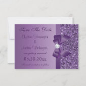 Save The Date Purple Imprimé Séquins Mariage Enregistrer la date (Dos)