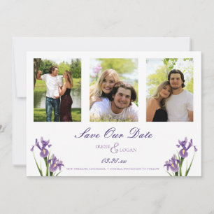 Save The Date Purple Iris Garden Photo Sauvez la date