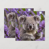 Save The Date Purple Jacaranda Koala Ours, (Devant / Derrière)