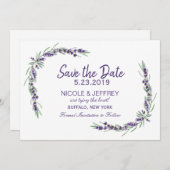 Save The Date Purple Lavender Lilac Flower Wedding Enregistrer l (Devant / Derrière)