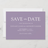 Save The Date Purple Lavender Moderne Simple Mariage (Devant)
