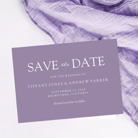 Save The Date Purple Lavender Moderne Simple Mariage