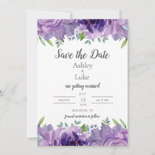 Save The Date Purple Lilac Aquarelle Fleur Enregistrer La Date