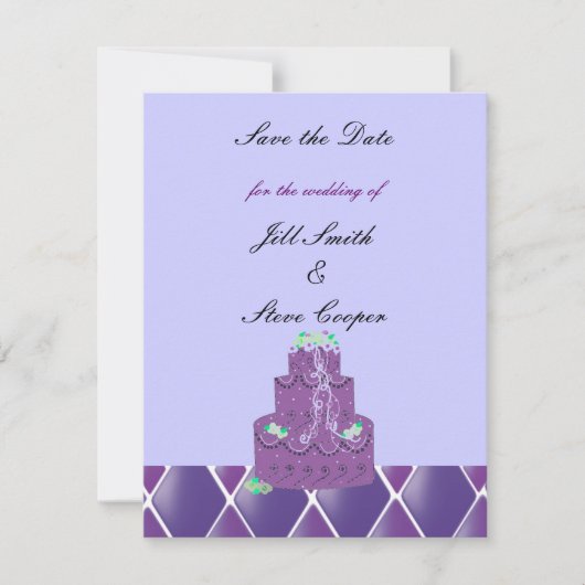 Save The Date Purple Mariage gâteau Enregistrer la date (Devant)