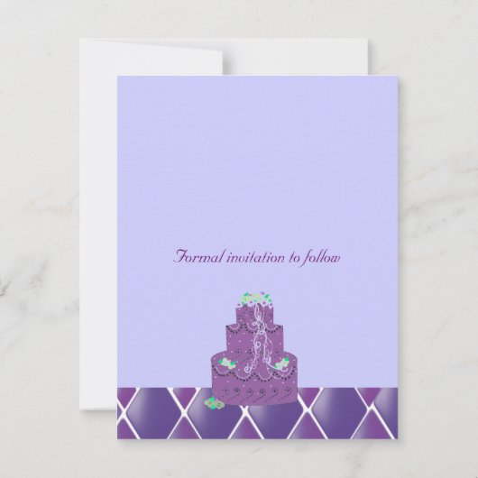 Save The Date Purple Mariage gâteau Enregistrer la date (Dos)