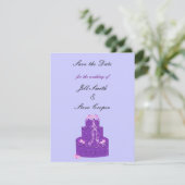 Save The Date Purple Mariage gâteau Enregistrer la date (Debout devant)