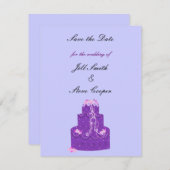 Save The Date Purple Mariage gâteau Enregistrer la date (Devant / Derrière)