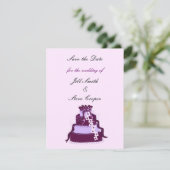Save The Date Purple Mariage gâteau Enregistrer la date (Debout devant)