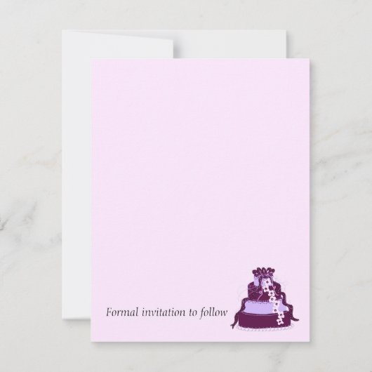 Save The Date Purple Mariage gâteau Enregistrer la date (Dos)