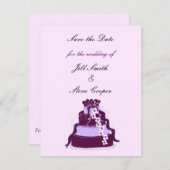 Save The Date Purple Mariage gâteau Enregistrer la date (Devant / Derrière)