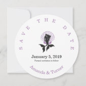 Save The Date Purple Mermaids Couple on à Seashell Design (Dos)