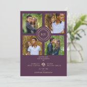 Save The Date Purple Minimal Initials Wedding Fancy 4 Photos (Debout devant)