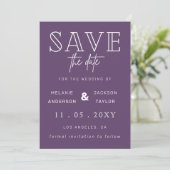 Save The Date Purple Modern Calligraphie Photo Enregistrer La Da (Debout devant)