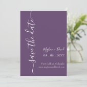 Save The Date Purple Moderne Minimal Simple Élégant (Debout devant)