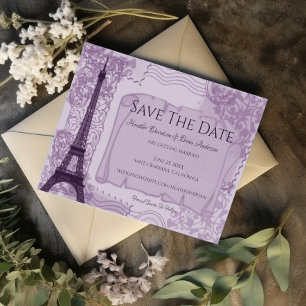 Save The Date Purple Parisien Enregistrer La Date Annonce