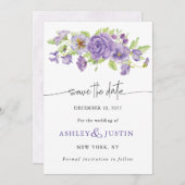 Save The Date Purple rêve stylisé floraux mariages (Devant / Derrière)