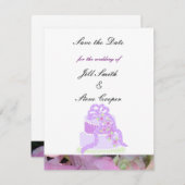Save The Date Purple Ribbon Mariage gâteau Enregistrer la date (Devant / Derrière)