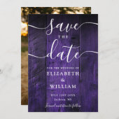 Save The Date Purple Rustic Grange Boho Chic Photo Mariage (Devant / Derrière)