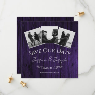 Save The Date Purple Rustic Photo Collage Enregistrer La Date