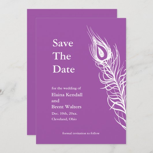 Save The Date Purple Shake your Tail Feathers Enregistrer la dat (Devant / Derrière)