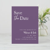 Save The Date Purple Simple Calligraphie Photo Enregistrer La Da (Debout devant)