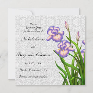 Save The Date Purple Spring Iris Flowers Enregistrer la date