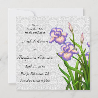 Save The Date Purple Spring Iris Flowers Enregistrer la date