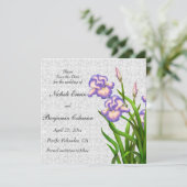 Save The Date Purple Spring Iris Flowers Enregistrer la date (Debout devant)
