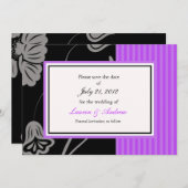 Save The Date Purple Stripe Enregistrer La Date (Devant / Derrière)