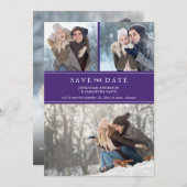 Save The Date Purple Stylish Modern Photo Collage Enregistrer no (Devant / Derrière)