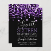 Save The Date Purple Sweet 16 Éclairages À Chaîne Épargne Date (Devant / Derrière)