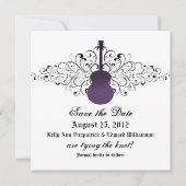 Save The Date Purple Swirls Guitar Enregistrer l'Invitation de d (Devant)
