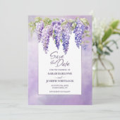 Save The Date Purple Wisteria Floral Wedding Enregistrer la date (Debout devant)
