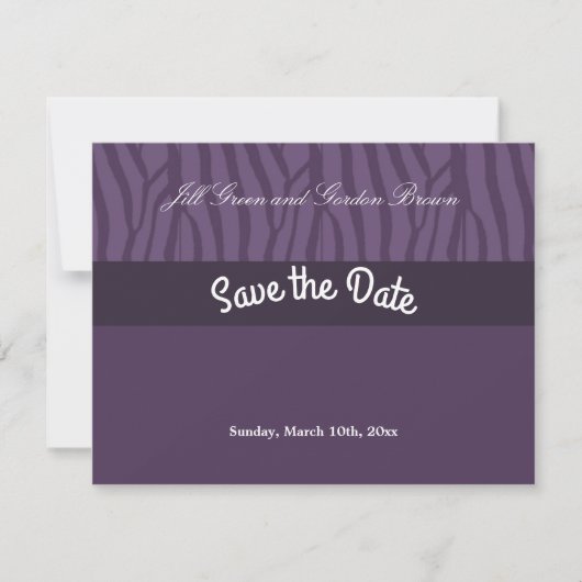 Save The Date Purple Zebra Pattern Enregistrer la date (Devant)