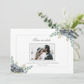 Save The Date Purplish Hydrangeas Eucalyptus Photo Enregistrer L (Debout devant)