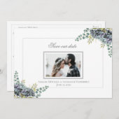 Save The Date Purplish Hydrangeas Eucalyptus Photo Enregistrer L (Devant / Derrière)