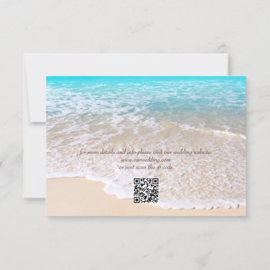 Save The Date QR Code Blue Ocean Waves Tropical Beach Wedding (Dos)