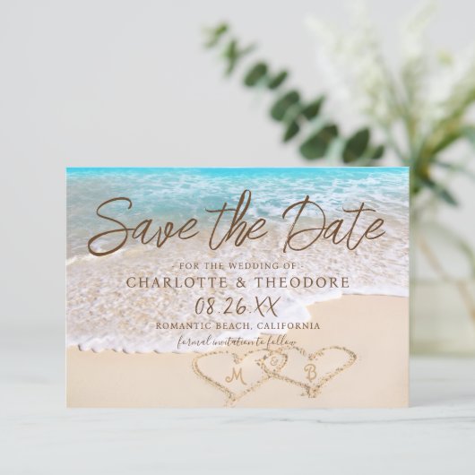 Save The Date QR Code Blue Ocean Waves Tropical Beach Wedding (Debout devant)