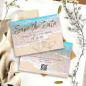 Save The Date QR Code Blue Ocean Waves Tropical Beach Wedding