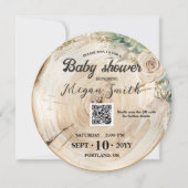 Save The Date QR Code Bois neutre Baby shower unique (Devant)
