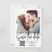 Save The Date qr code écriture moderne mariage photo (Devant)