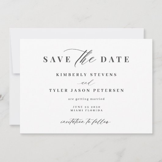 Save The Date QR CODE élégant script simple mariage (Devant)
