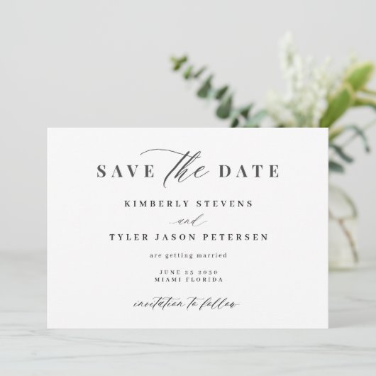 Save The Date QR CODE élégant script simple mariage (Debout devant)