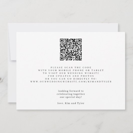 Save The Date QR CODE élégant script simple mariage (Dos)